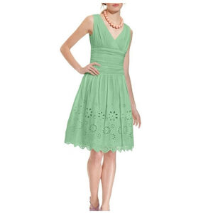 S.L. Fashions Mint Green Eyelet Fit & Flare Dress Size 10